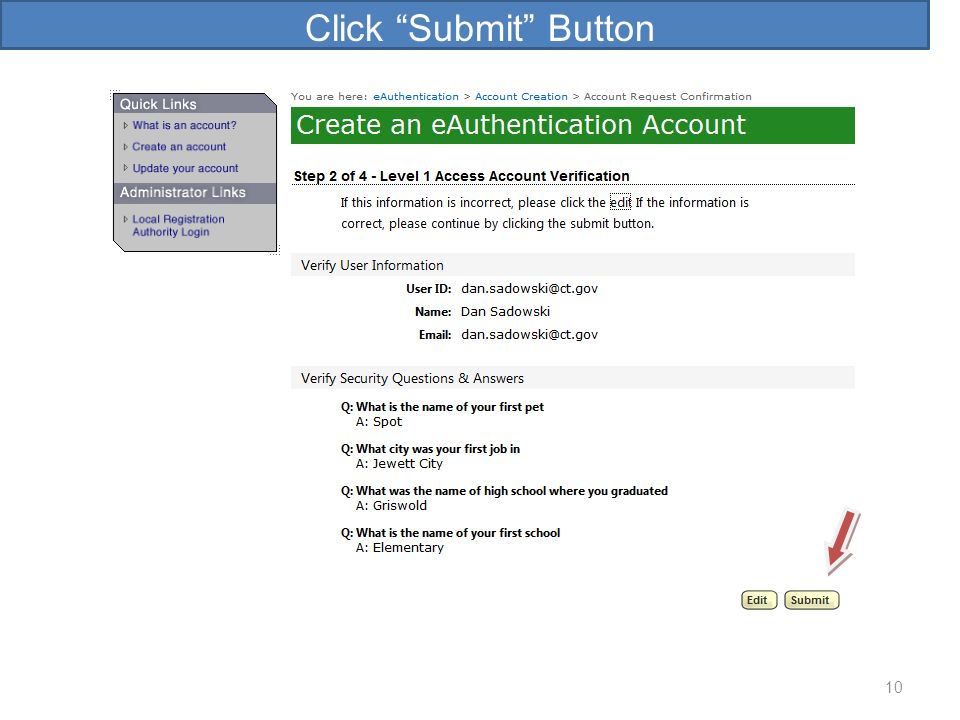 Click Submit Button