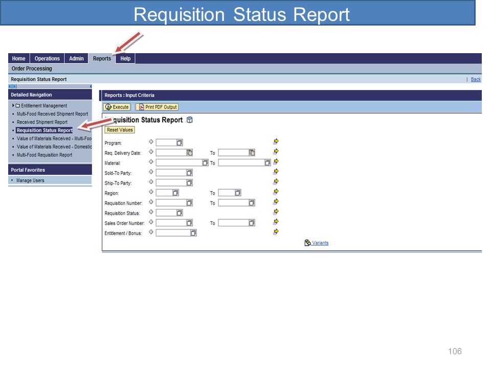 Requisition Status Report