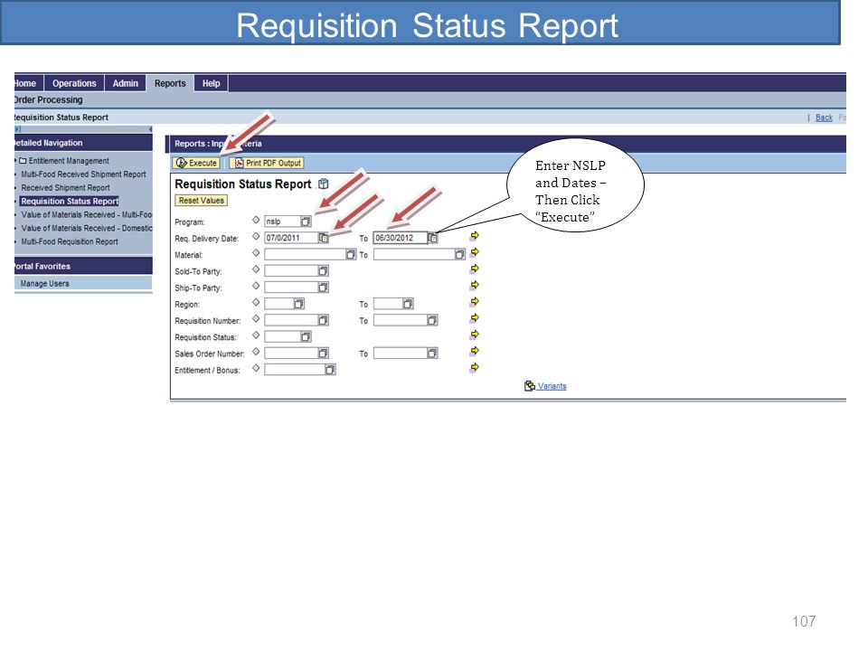 Requisition Status Report