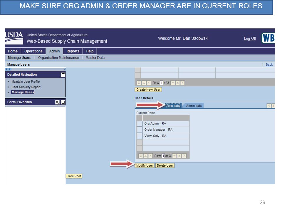 MAKE SURE ORG ADMIN & ORDER MANAGER ARE IN CURRENT ROLES