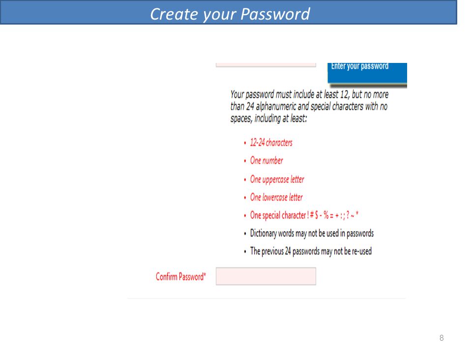Create your Password 8