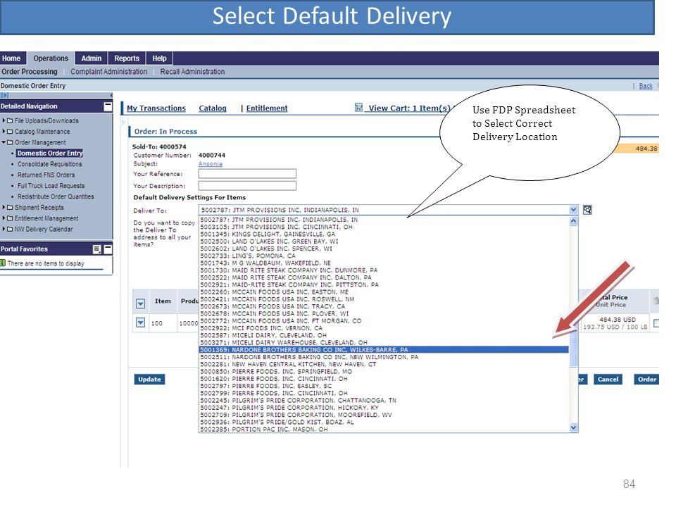 Select Default Delivery