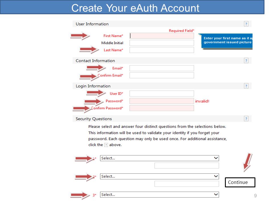 Create Your eAuth Account