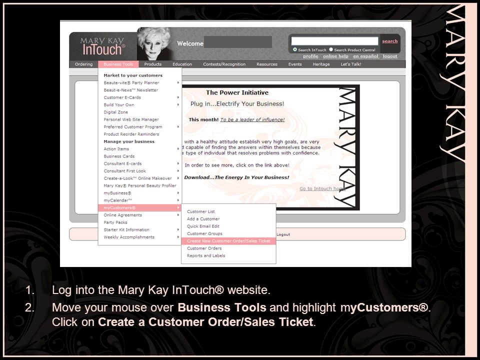 Log into the Mary Kay InTouch® website.