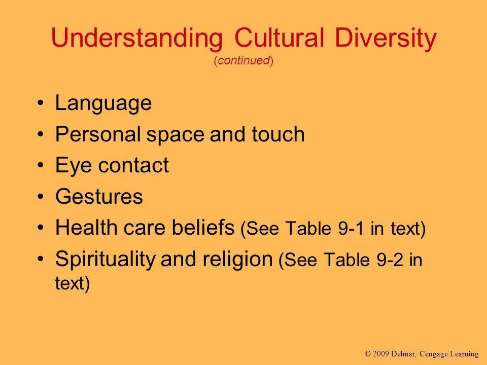 Understanding Cultural Diversity (continued)