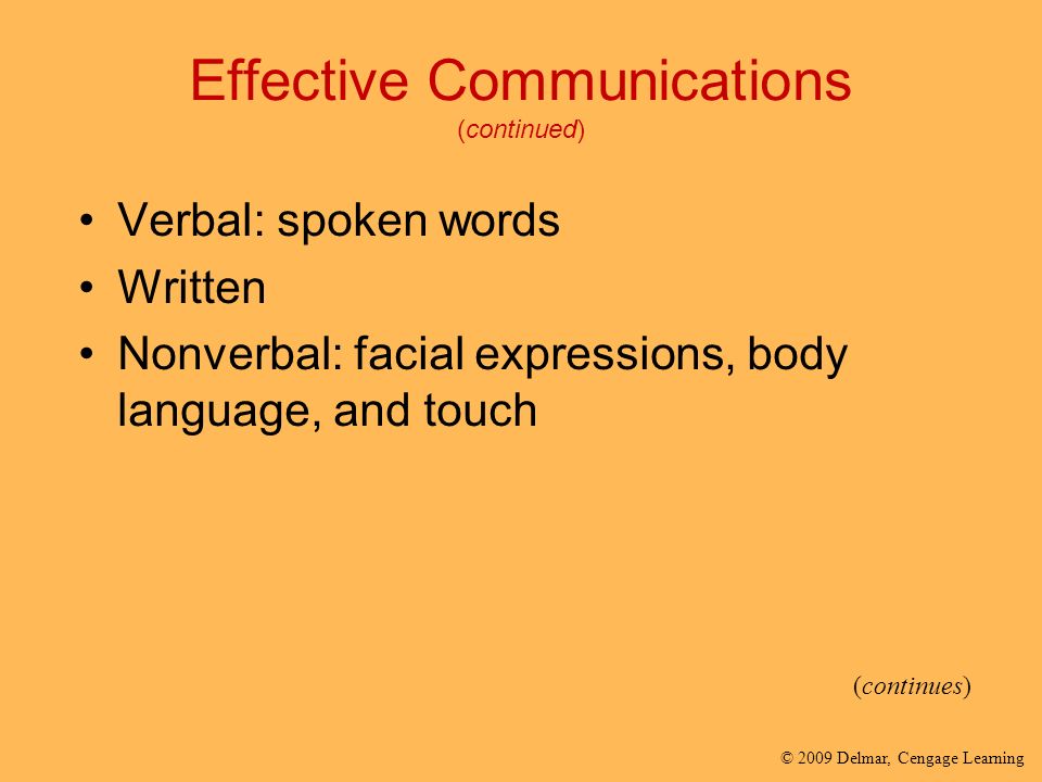 Effective Communications (continued)