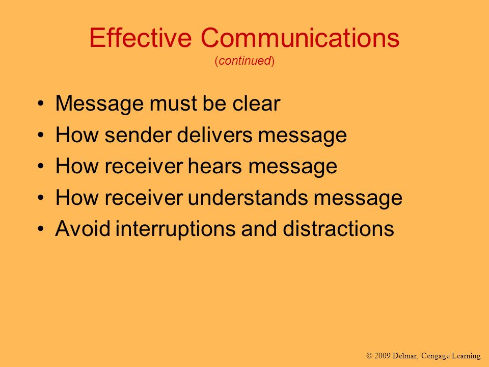 Effective Communications (continued)