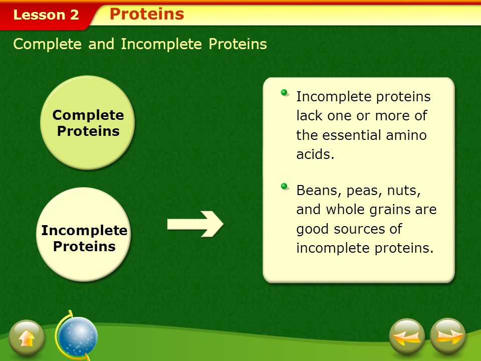 Proteins Complete and Incomplete Proteins