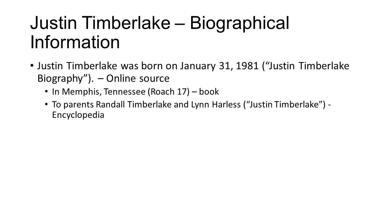 Justin Timberlake – Biographical Information