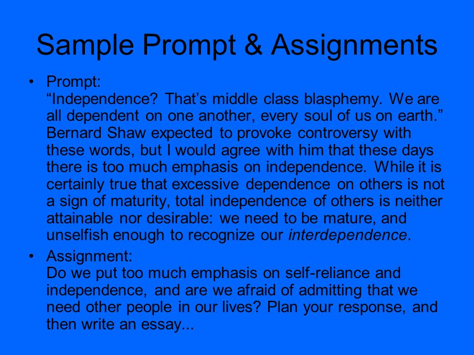 Sample Prompt & Assignments