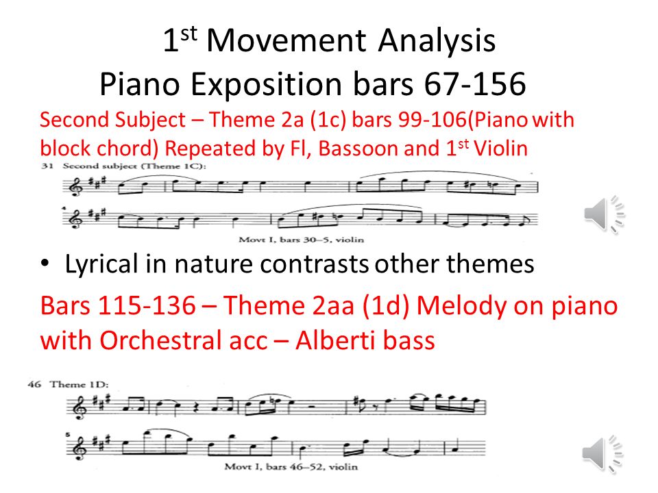 1st Movement Analysis Piano Exposition bars