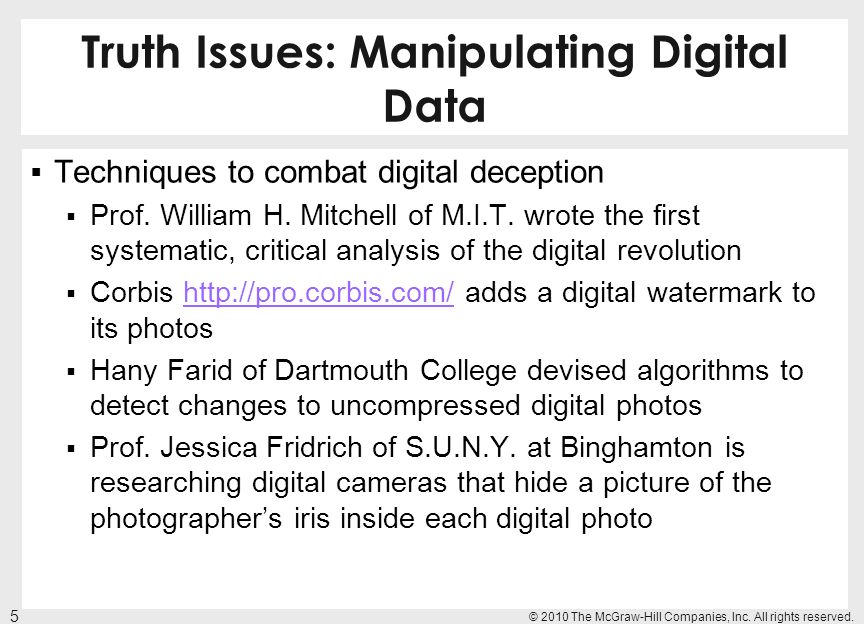 Truth Issues: Manipulating Digital Data