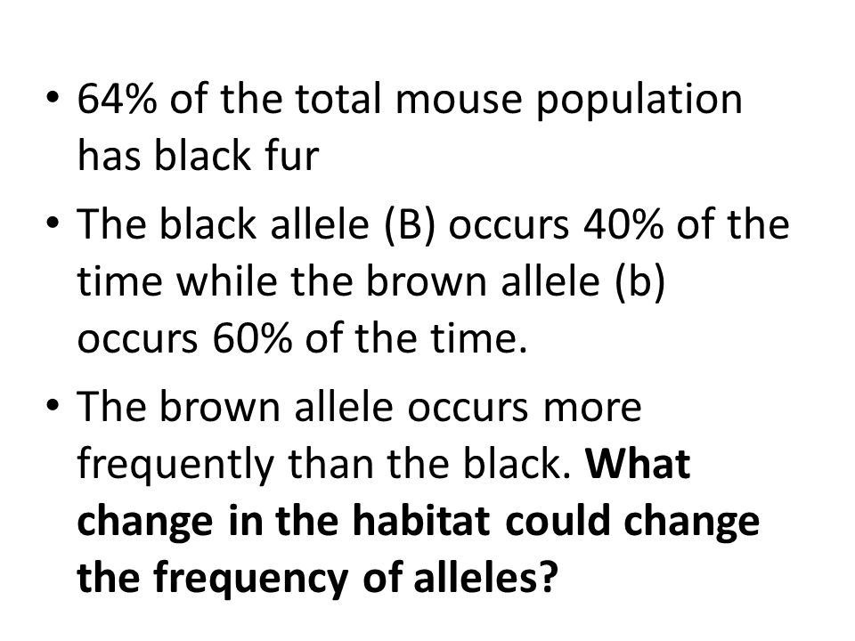 64% of the total mouse population has black fur