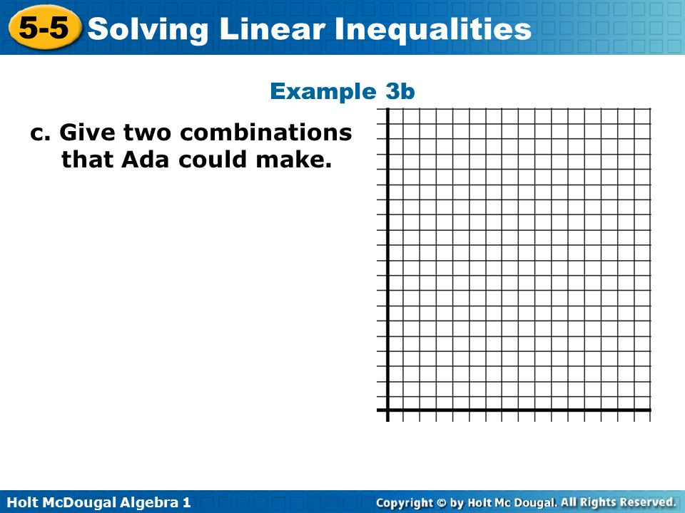 Example 3b c. Give two combinations that Ada could make.
