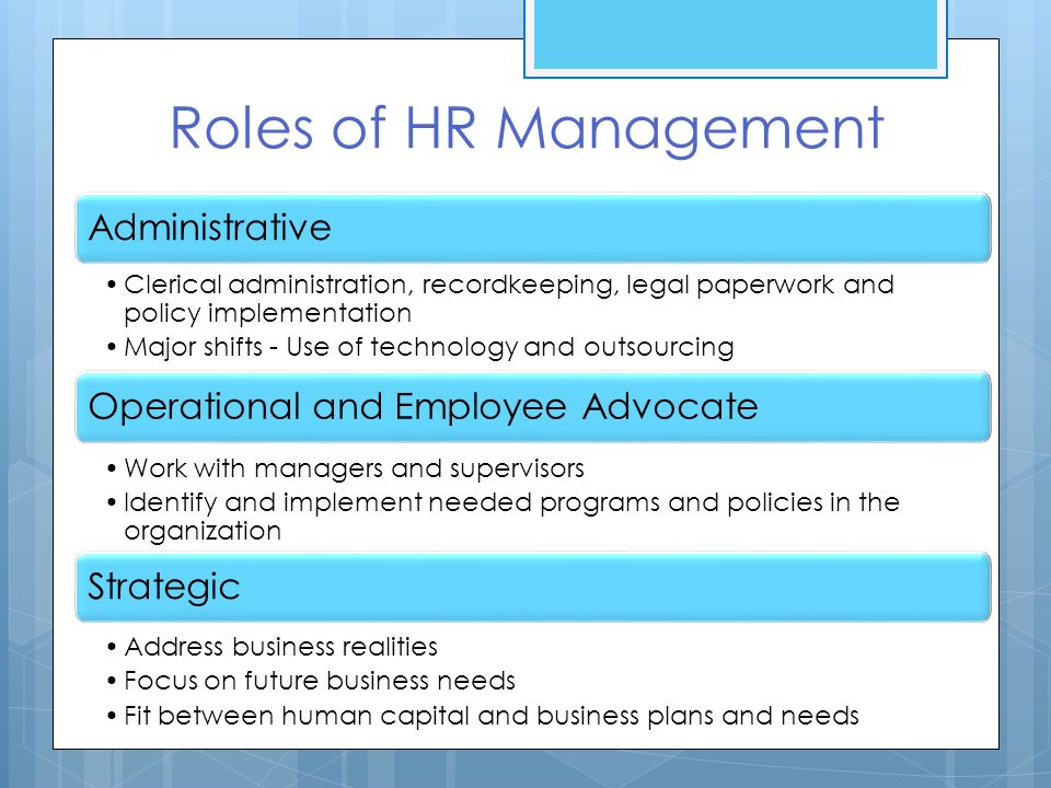 Roles of HR Management Administrative
