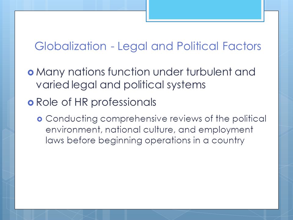 Globalization - Legal and Political Factors