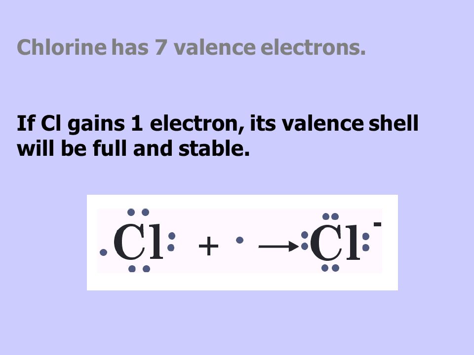 Chlorine has 7 valence electrons.