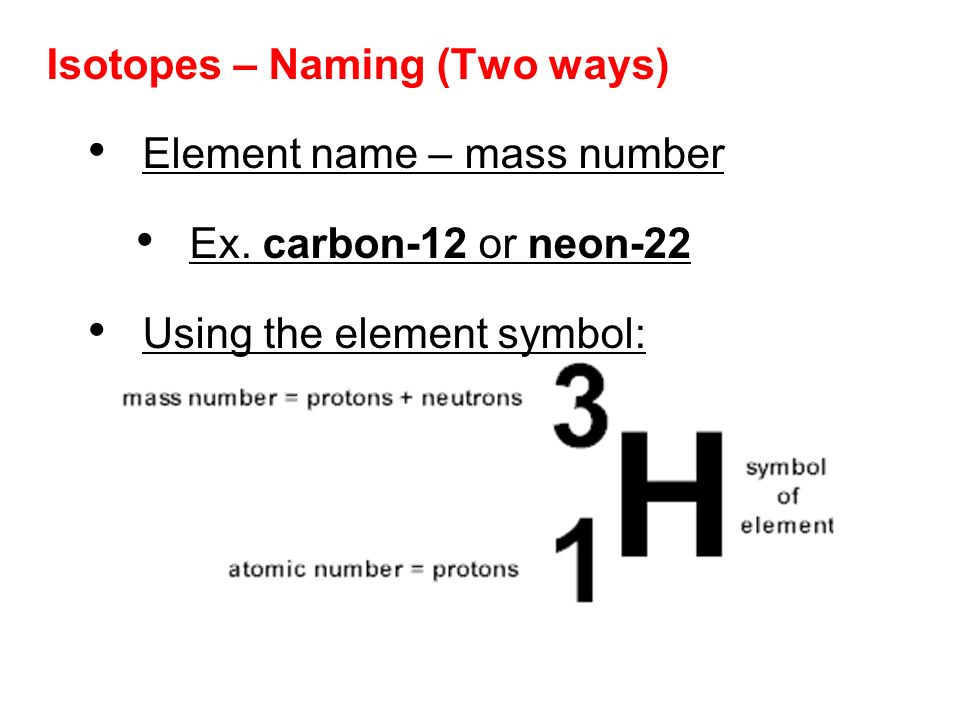 Isotopes – Naming (Two ways)