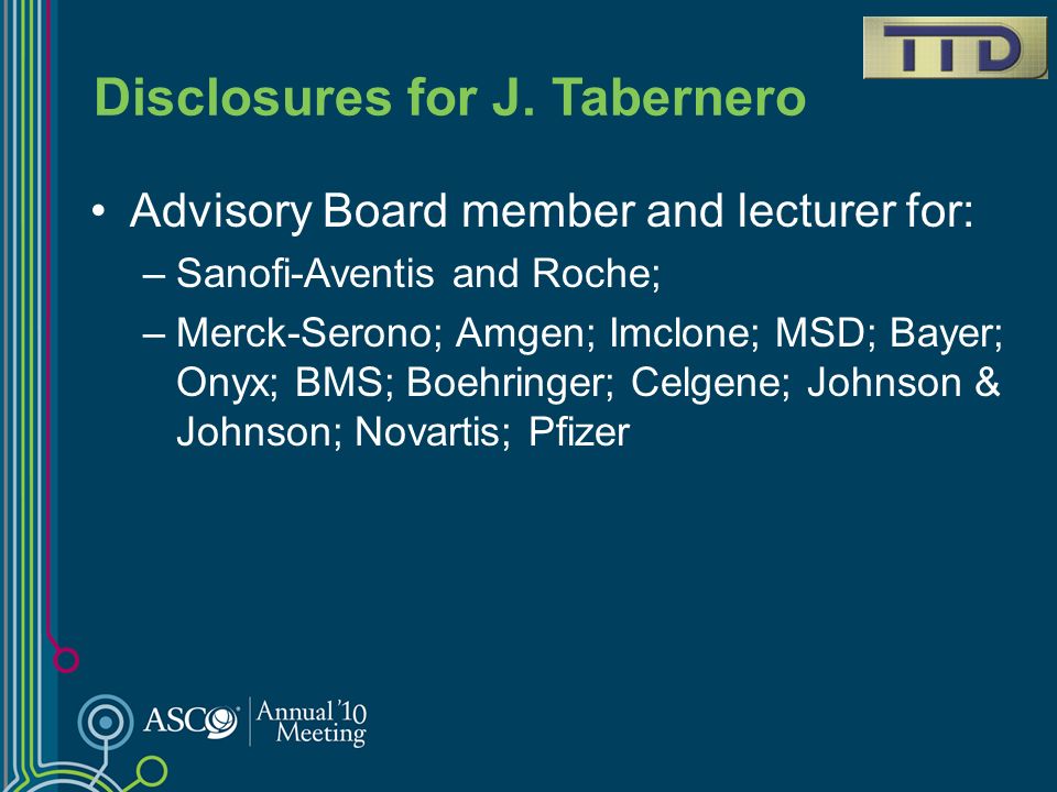 Disclosures for J. Tabernero