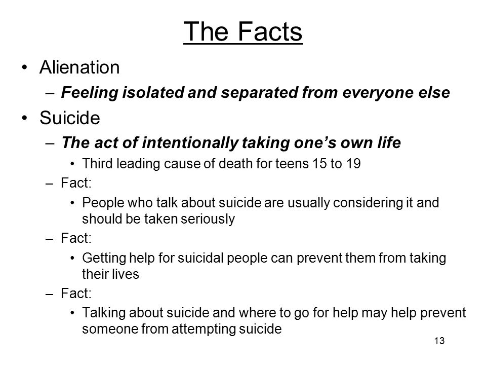 The Facts Alienation Suicide
