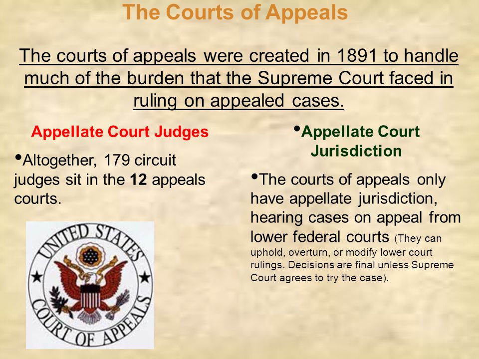 Appellate Court Judges Appellate Court Jurisdiction