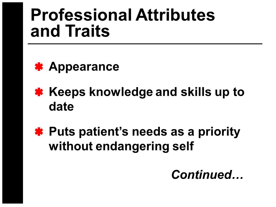Professional Attributes and Traits
