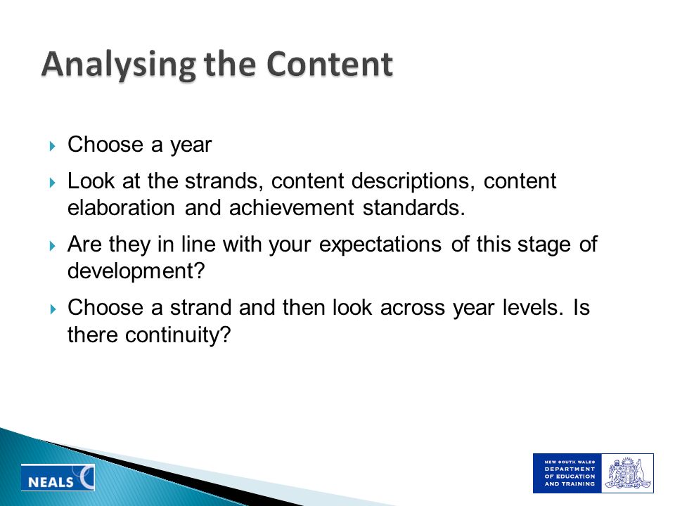 Analysing the Content Choose a year