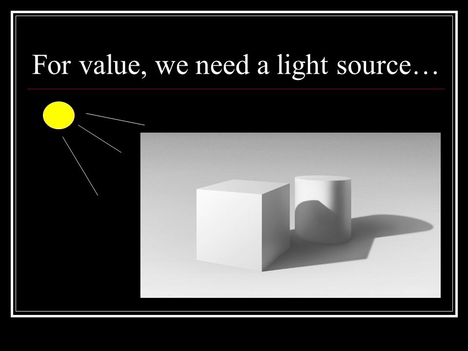 For value, we need a light source…