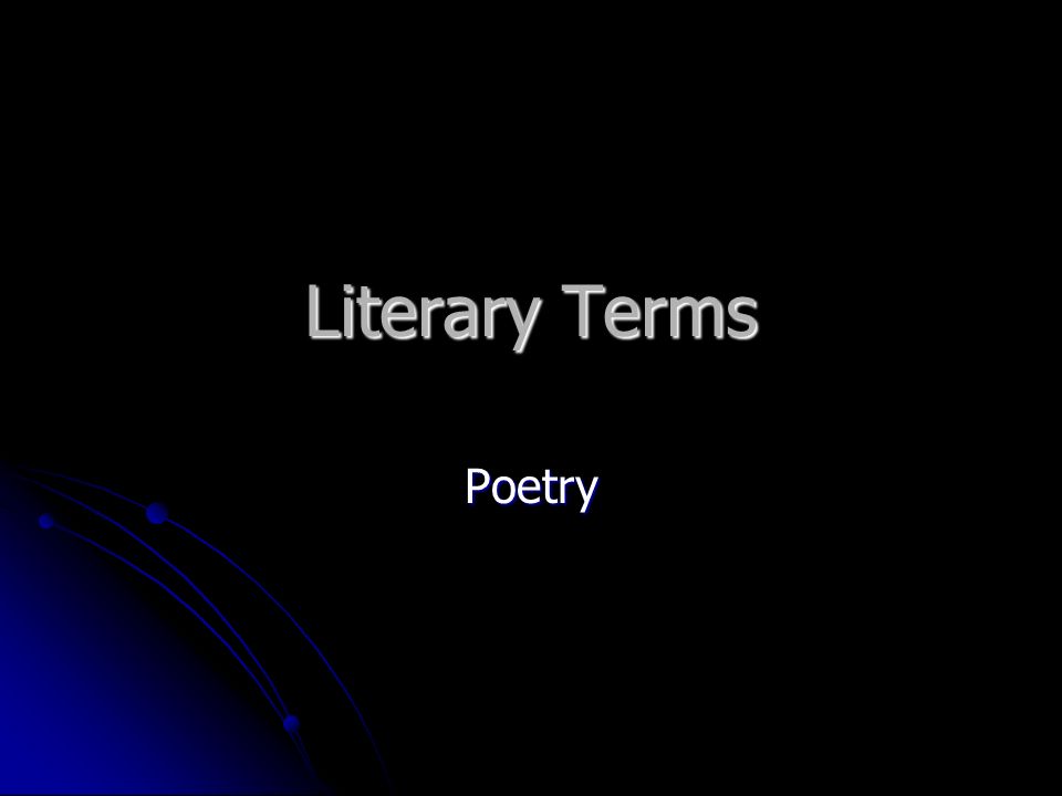 Literary Terms Poetry