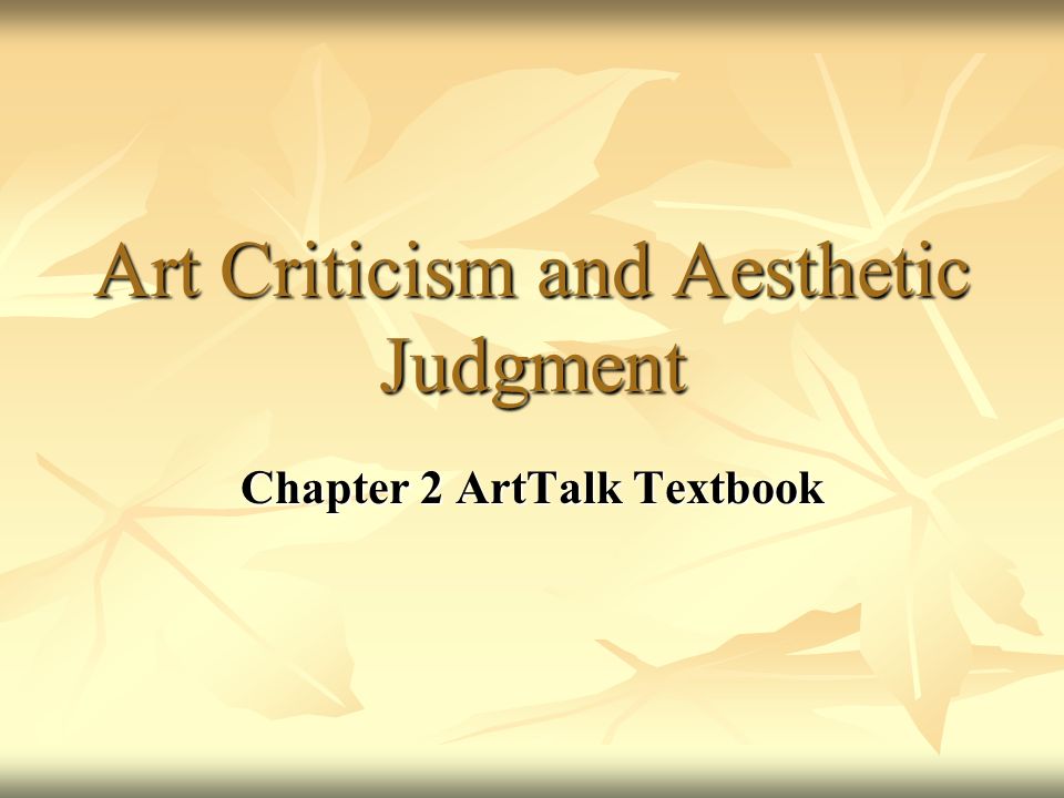 Art Criticism and Aesthetic Judgment