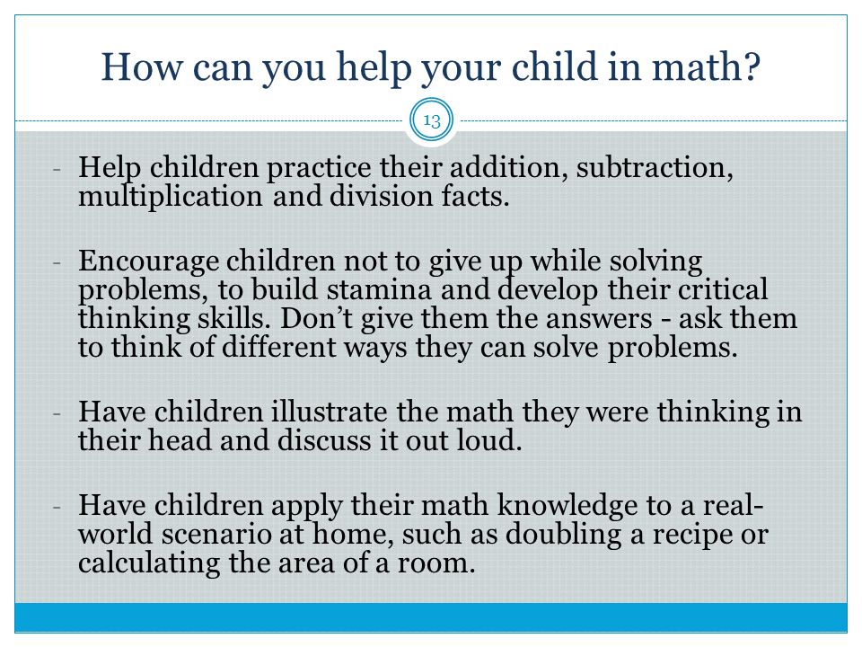 How can you help your child in math
