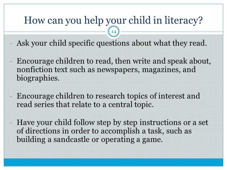 How can you help your child in literacy