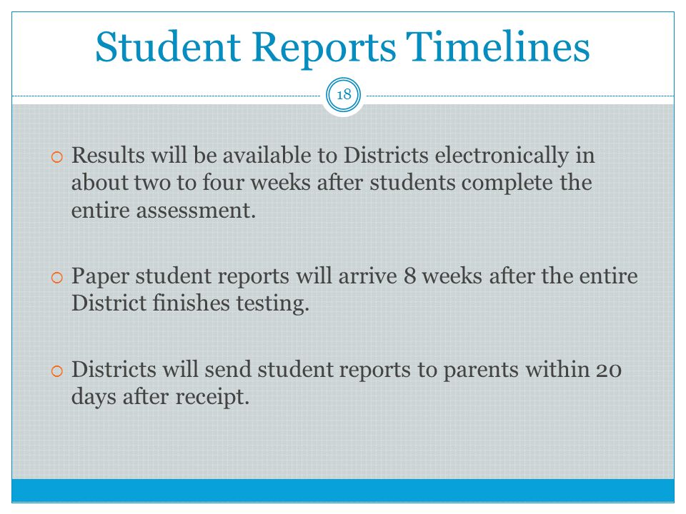 Student Reports Timelines