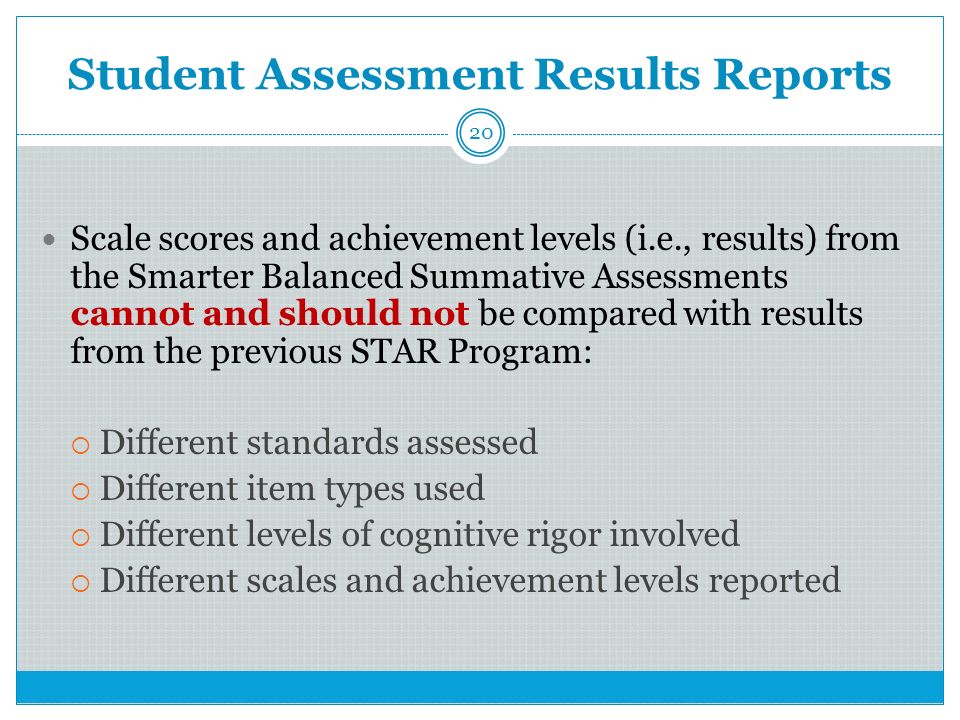 Student Assessment Results Reports
