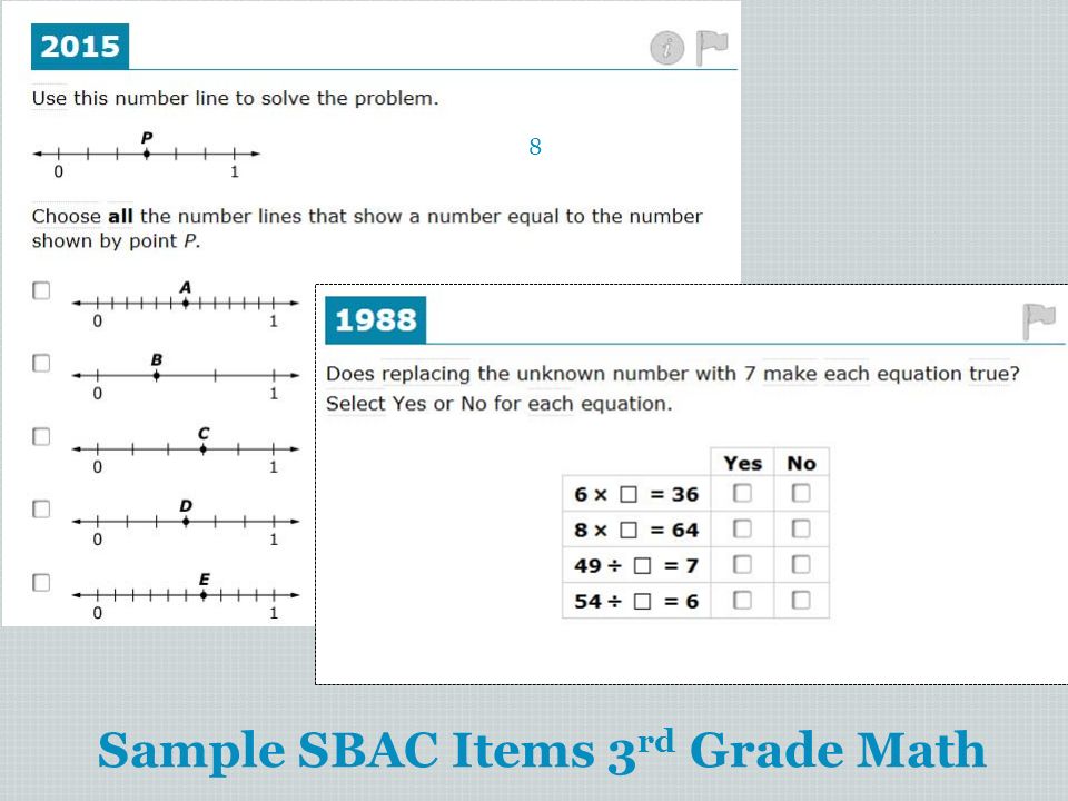 Sample SBAC Items 3rd Grade Math