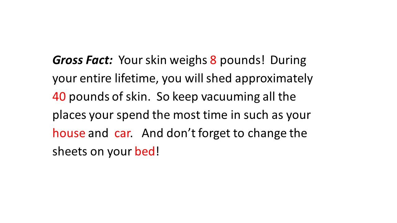 Gross Fact: Your skin weighs 8 pounds