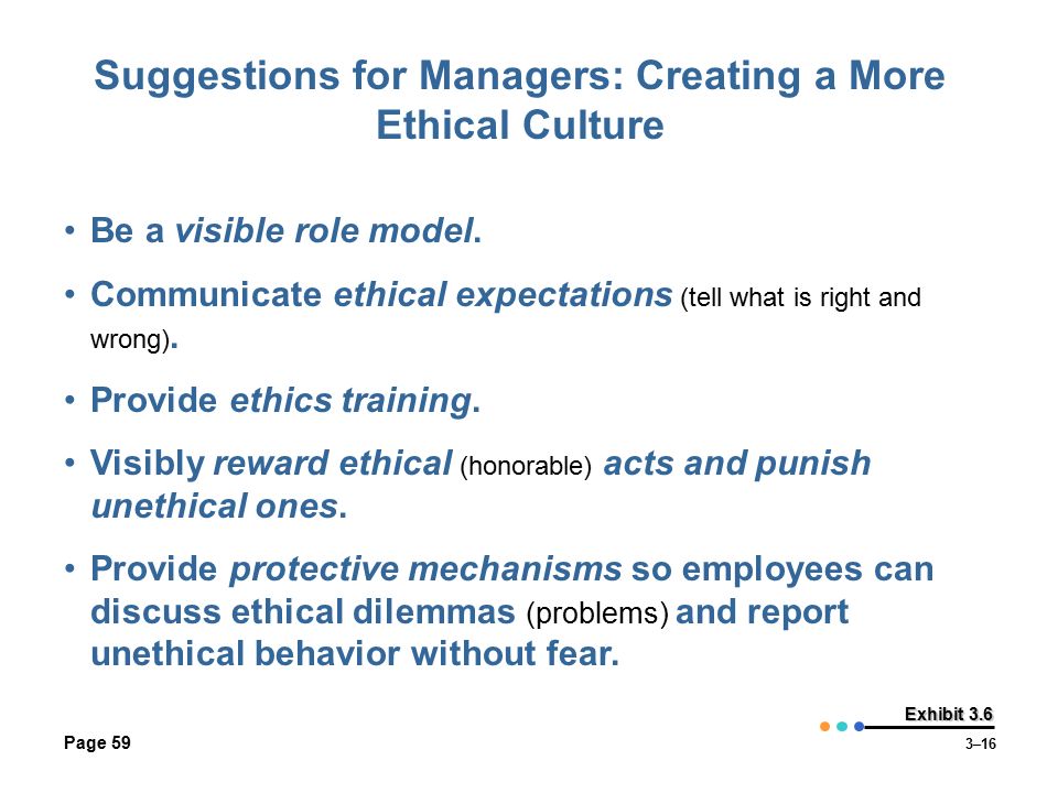 Suggestions for Managers: Creating a More Ethical Culture