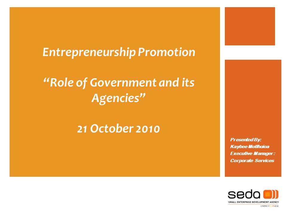 Entrepreneurship Promotion Role of Government and its Agencies