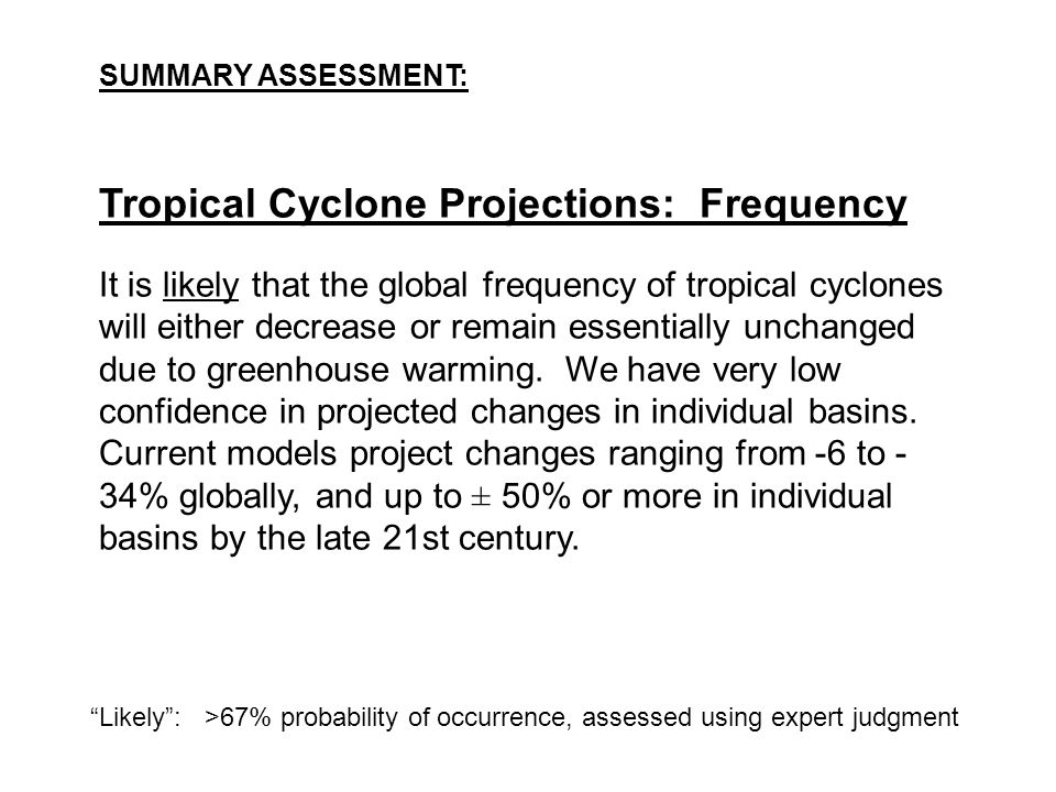Tropical Cyclone Projections: Frequency