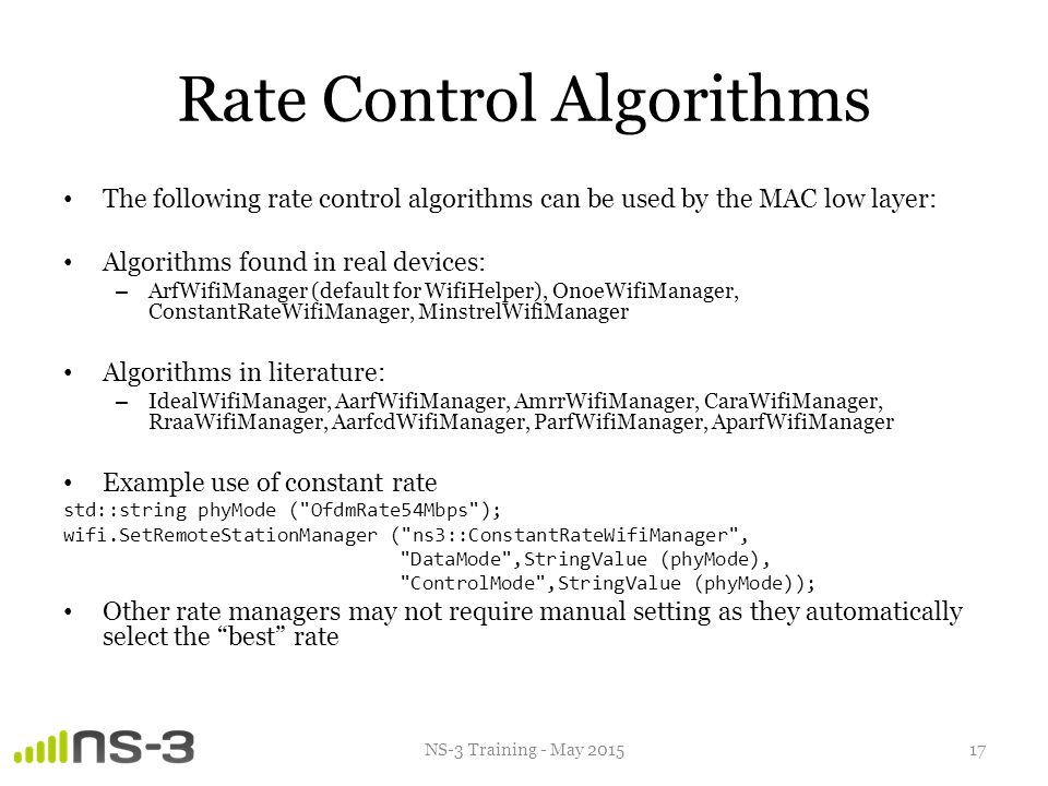 Rate Control Algorithms
