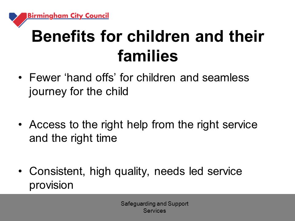 Benefits for children and their families