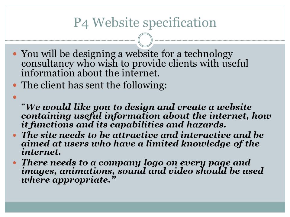 P4 Website specification