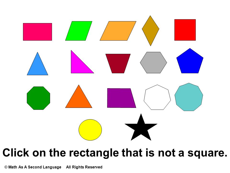 Click on the rectangle that is not a square.