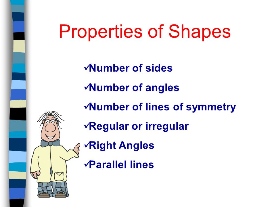 Properties of Shapes Number of sides Number of angles