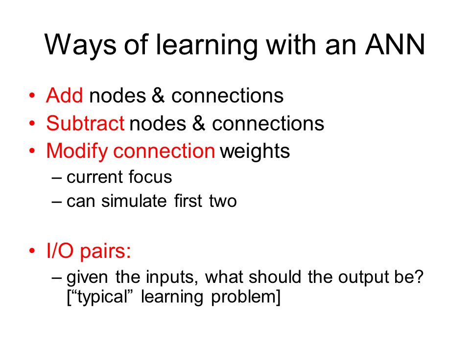 Ways of learning with an ANN