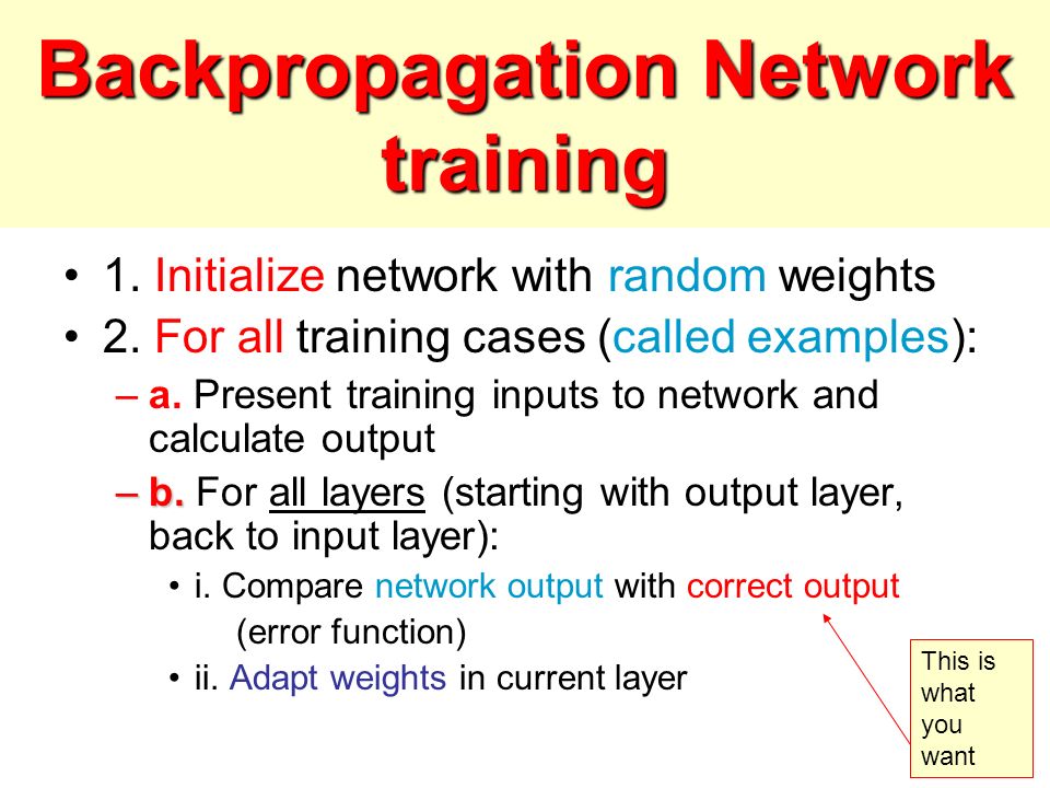 Backpropagation Network training