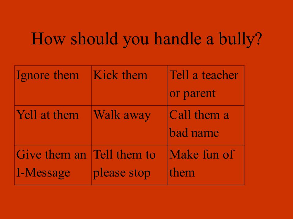 How should you handle a bully