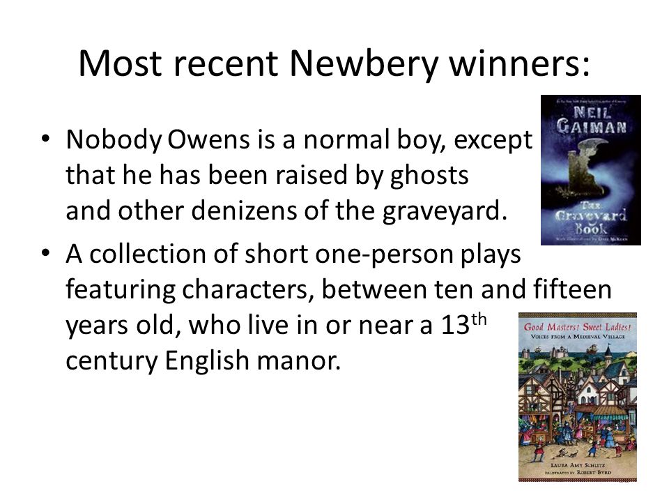 Most recent Newbery winners: