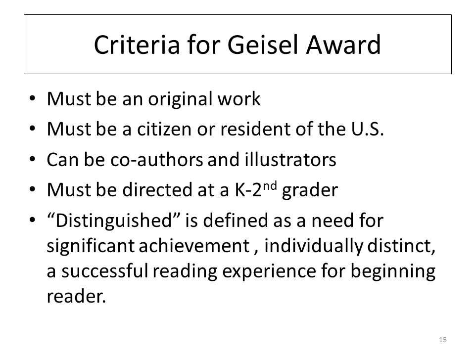 Criteria for Geisel Award
