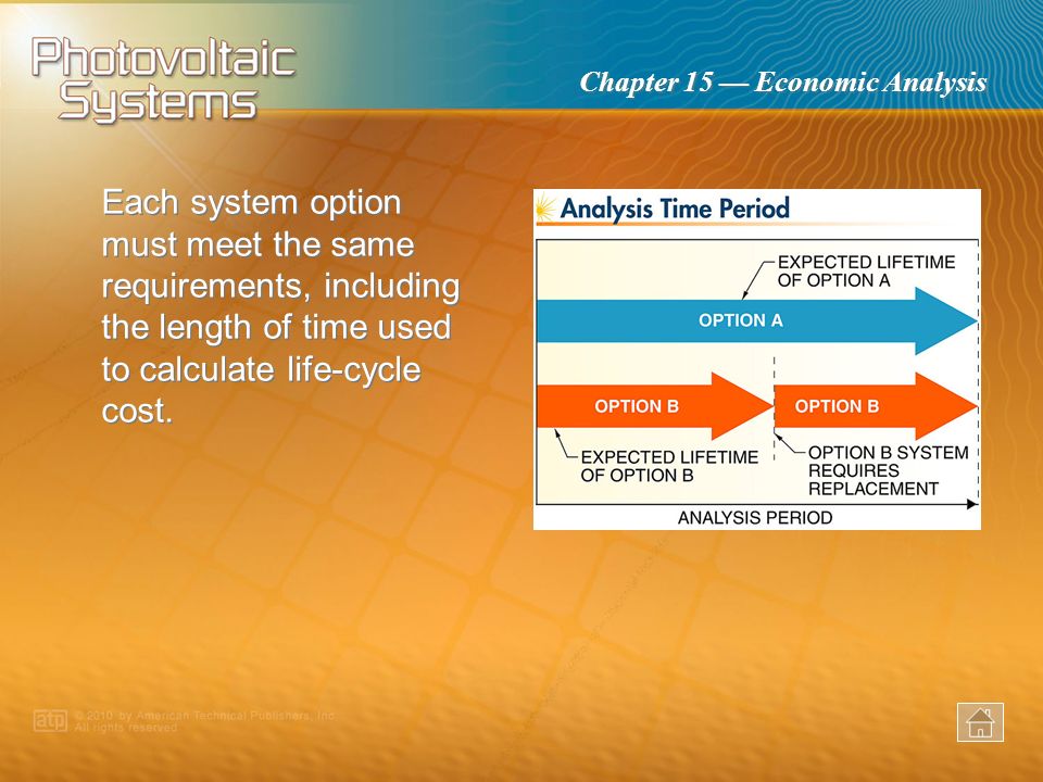 Each system option must meet the same requirements, including the length of time used to calculate life-cycle cost.
